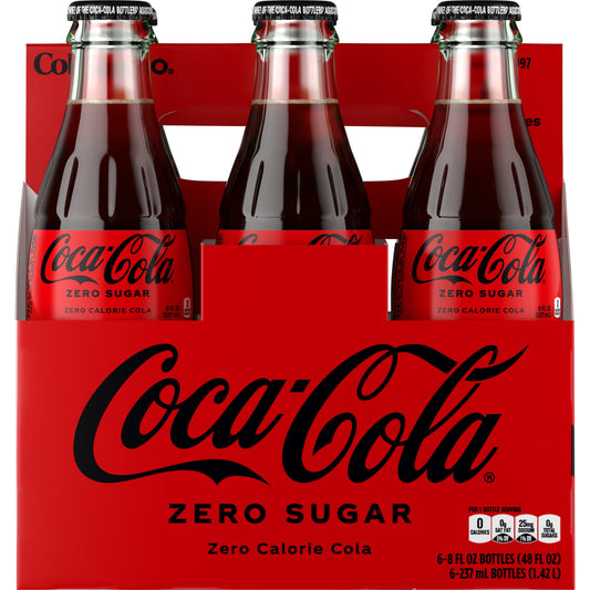 Coke Zero Sugar 8 oz Glass Bottles - Pack of 24