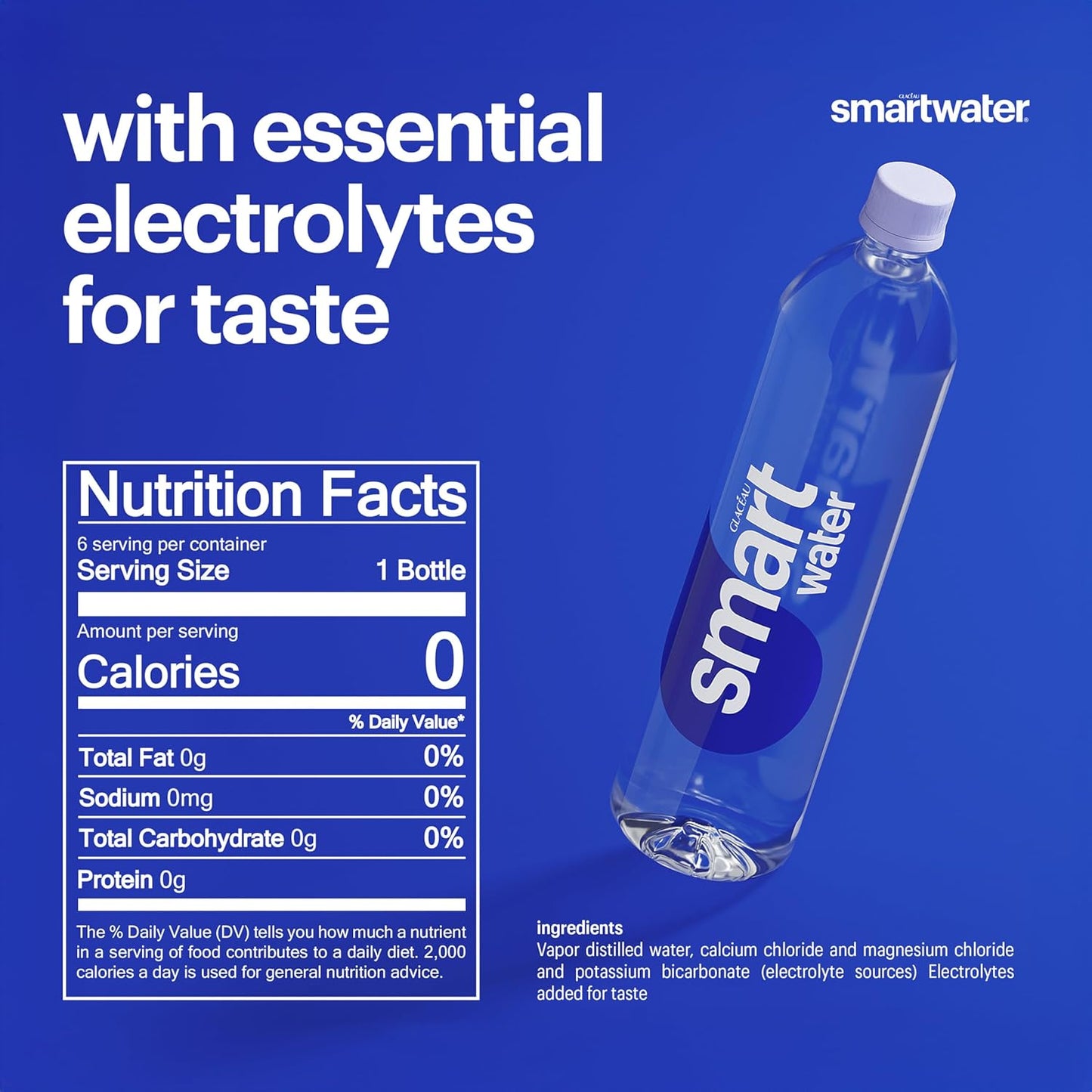 smartwater Vapor Distilled Water Bottles 16.9 Ounce Pack of 24