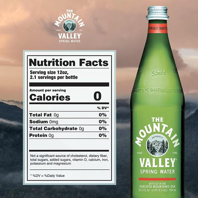 Mountain Valley Spring Water Glass Bottle, 16.9 ounce Pack of 12