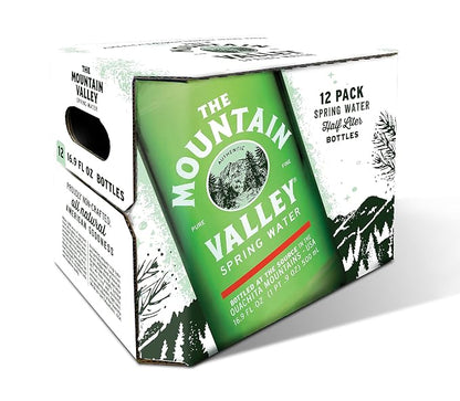 Mountain Valley Spring Water Glass Bottle, 16.9 ounce Pack of 12