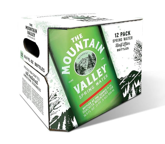 Mountain Valley Spring Water Glass Bottle, 16.9 ounce Pack of 12