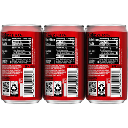 Coke Zero 7.5 FL oz Mini Cans Pack of 24