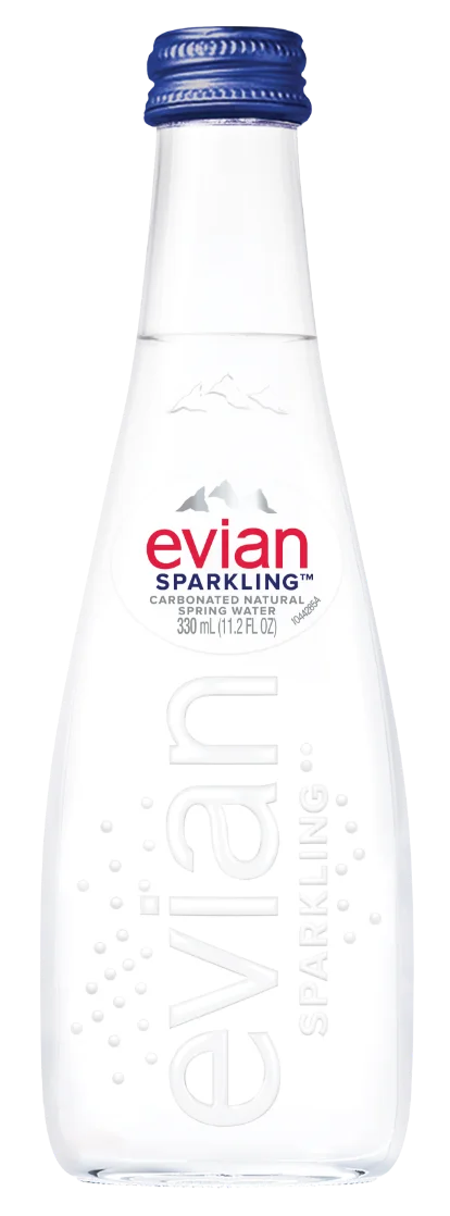Evian Natural Sparkling Water 330ml glass Pack of 20