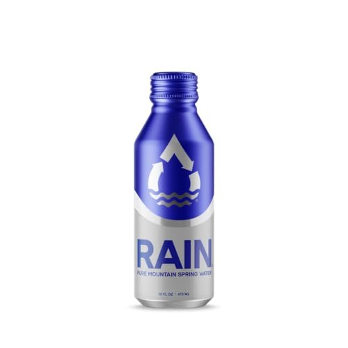 RAIN Pure Mountain Spring Water 16 ounce Eco Friendly Aluminum Bottle Pack of 24