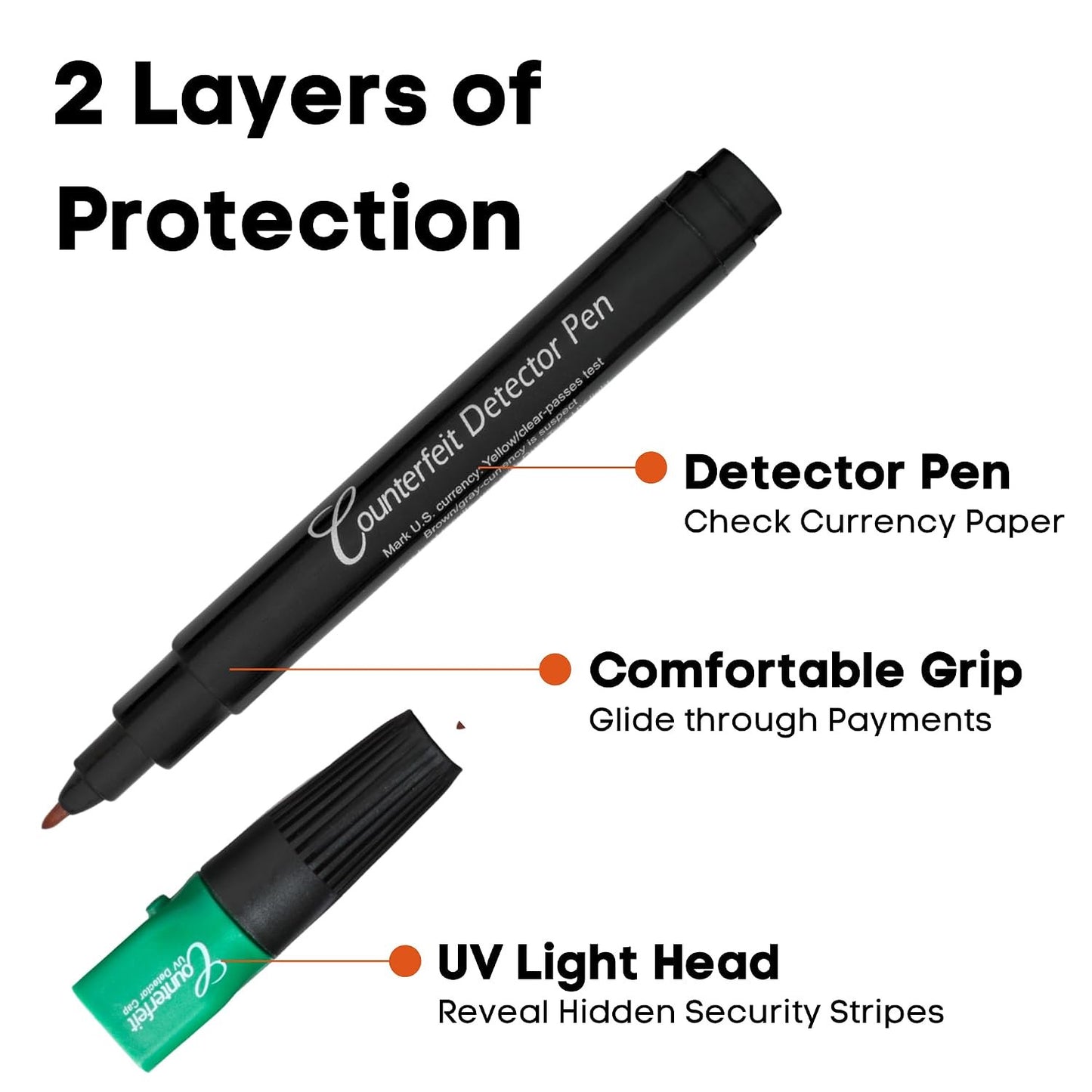 Dri Mark Dual Test Counterfeit Money Detector Pen With UV Light Head + 2 Pen Bonus Pack