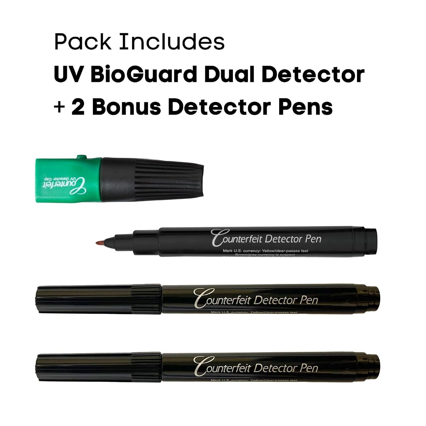 Dri Mark Dual Test Counterfeit Money Detector Pen With UV Light Head + 2 Pen Bonus Pack